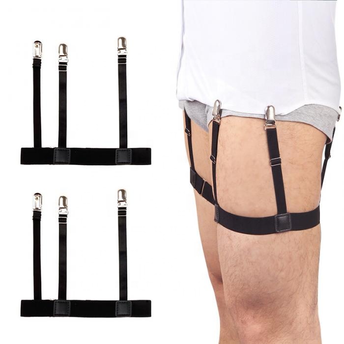 Qiyuan Men Shirt Stays Belt With Non-slip Locking Clips Keep Shirt Tucked Leg Thigh Suspender Garters Strap Shirt Accessories